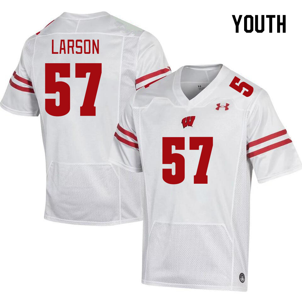 Youth #57 Luna Larson Winsconsin Badgers College Football Jerseys Stitched Sale-White
